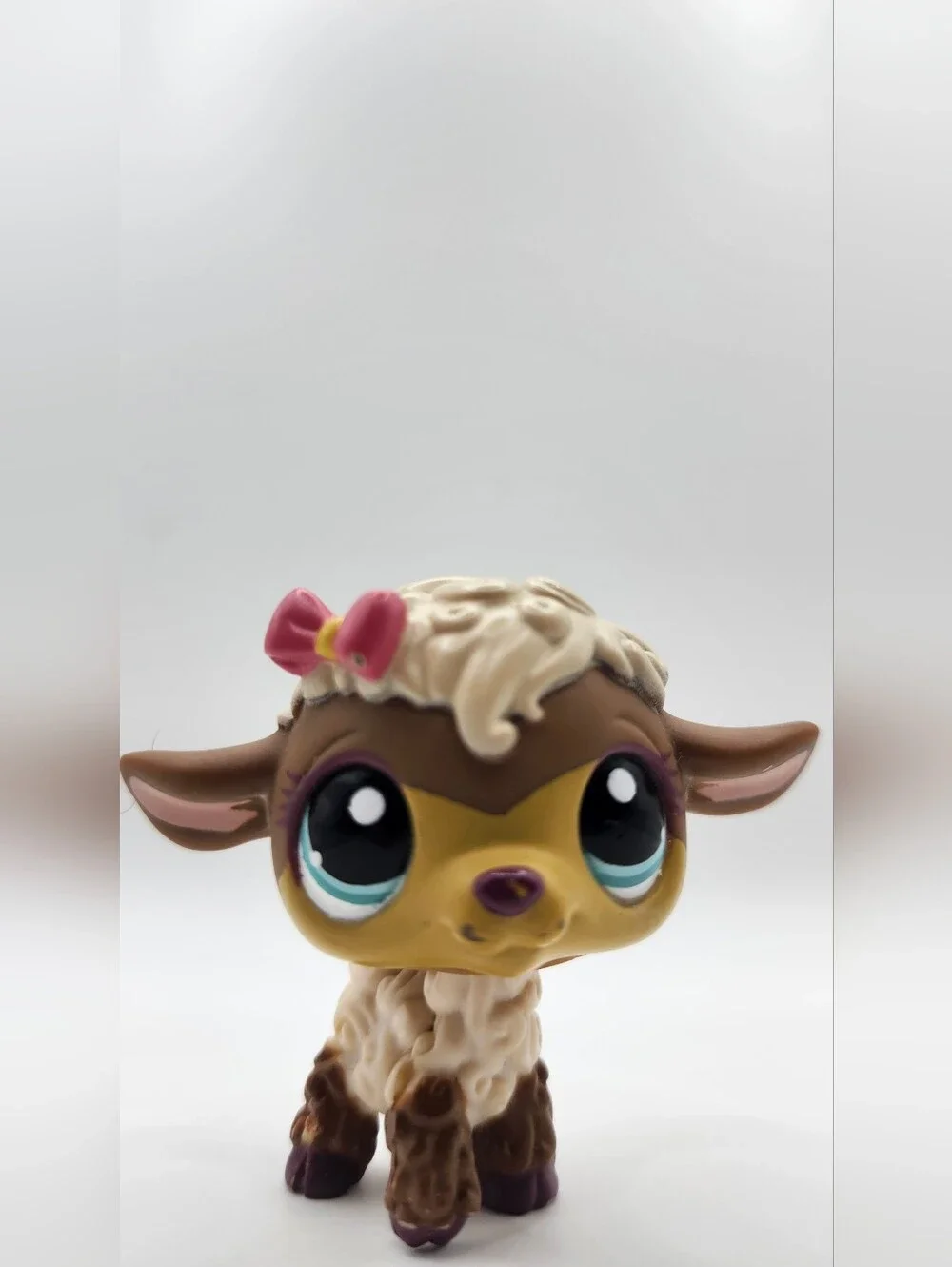 Authentic Hasbro Littlest Pet Shop LPS Brown Lamb #1697 with Pink Bow HTF - Picture 2 of 8